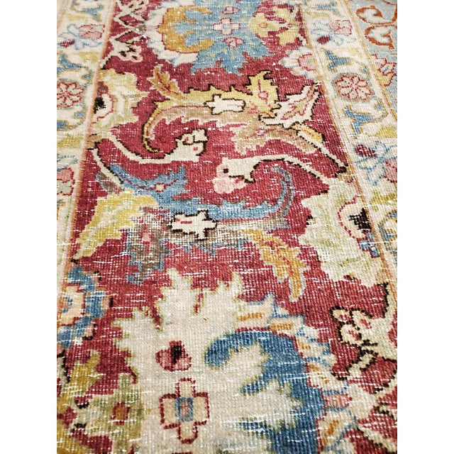 Early 20th Century Antique Tabriz Rug, Handmade Oriental Rug in Terracotta, Light Blue, Gold, Green For Sale - Image 5 of 17