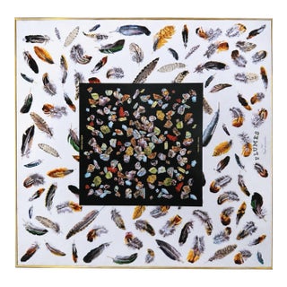 Vintage Authentic Original Hermès Art Advertisement Lithograph Featuring Hermès Scarf For Sale