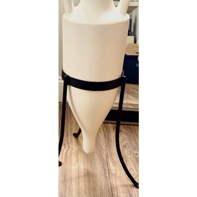 Make a bold statement with this impressive vintage amphora-style vessel vase standing approximately 34 inches tall with...