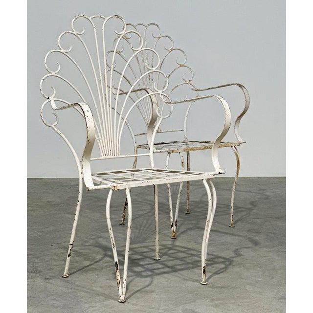 French Peacock Garden Patio Chairs, 1950s, Set of 6 For Sale - Image 4 of 14