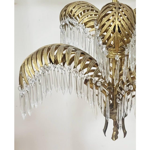 Mid-Century Modern French Mid-Century Modern Brass "Palm Tree" Chandelier For Sale - Image 3 of 8