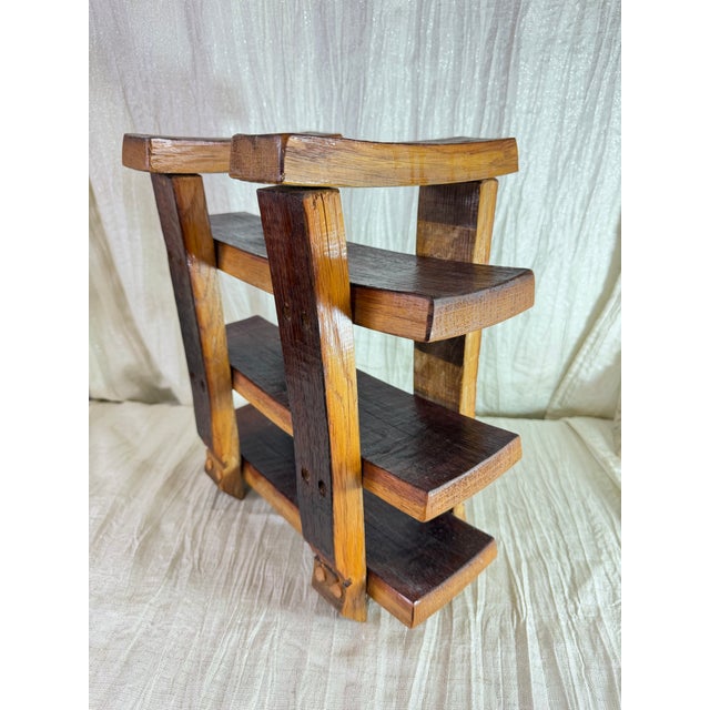 Handmade Reclaimed Oak Wine Barrel Three-Tier Serving & Display Stand For Sale - Image 4 of 10