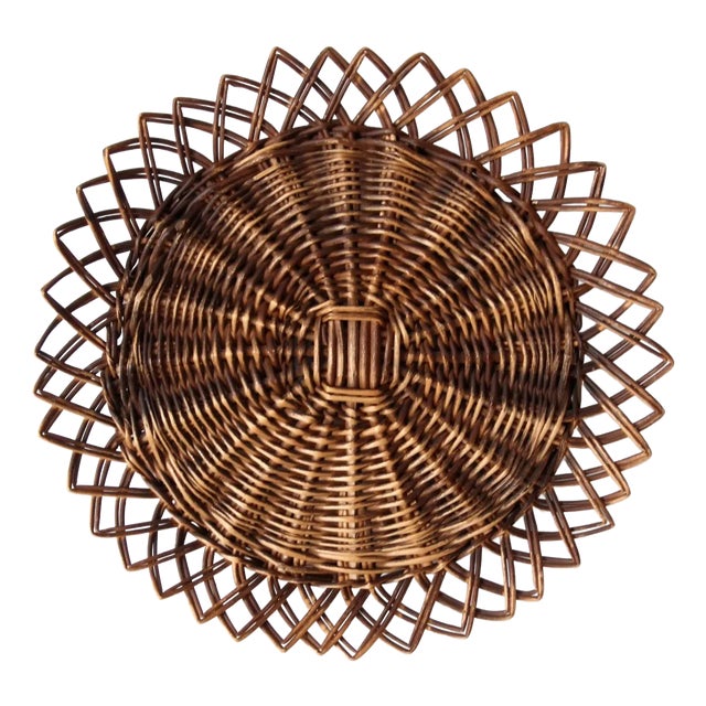 Vintage Wicker Tray Wall Hanging For Sale