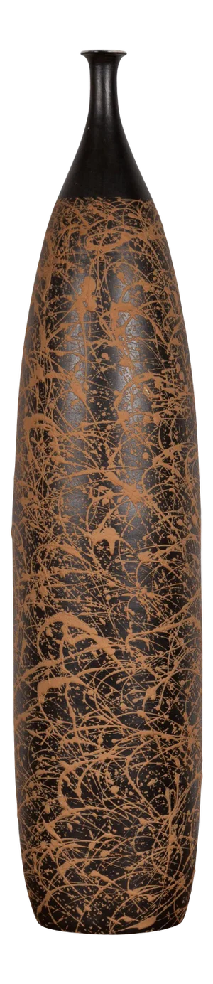 Northern Thai Chiang Mai Black and Brown Tall Vase from the Prem Collection