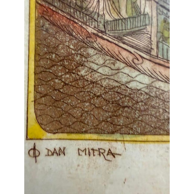 Japanese Late 20th Century Dan Mitra, "War With the Japanese" Hand Colored Etching For Sale - Image 3 of 4