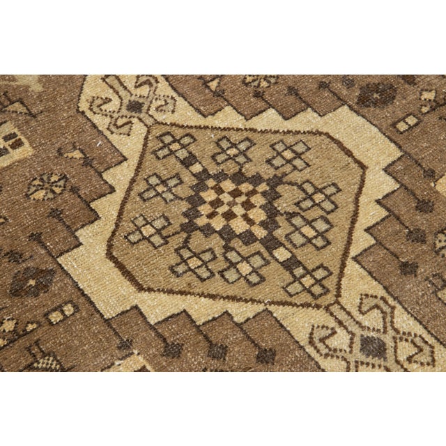Textile Brown Vintage Distressed Persian Wool Runner With Tribal Pattern For Sale - Image 7 of 8