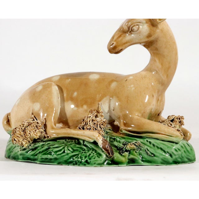 18th Century Ralph Wood-Type Stag and Hind Pearlware Pottery Figures For Sale - Image 13 of 15
