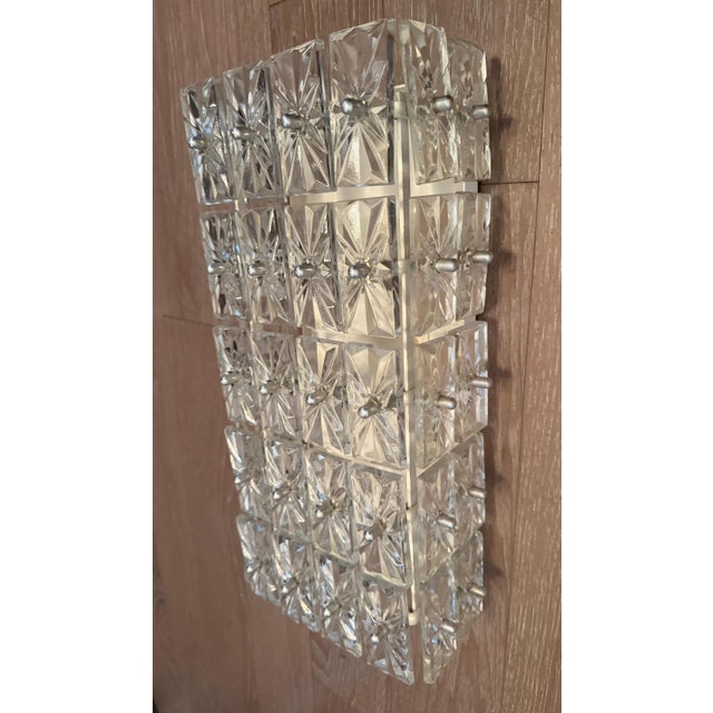 1960s Mid Century Modern Crystal East German DDR Veb Narva Leuchten Wall Lamps - a Pair For Sale - Image 12 of 15