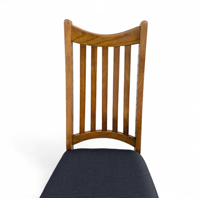 Set of Six Restored Mid-Century Oak Slat-Back Dining Chairs, Walnut For Sale - Image 13 of 18