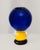 Murano glass vase. Made using traditional Venetian techniques, with a globular blue body, a yellow stem, and clear glass;...