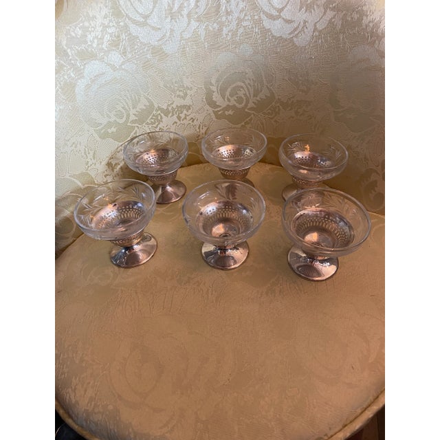 1960s Vintage Sterling Silver Footed Desert Cups- Set of 6 For Sale - Image 5 of 7