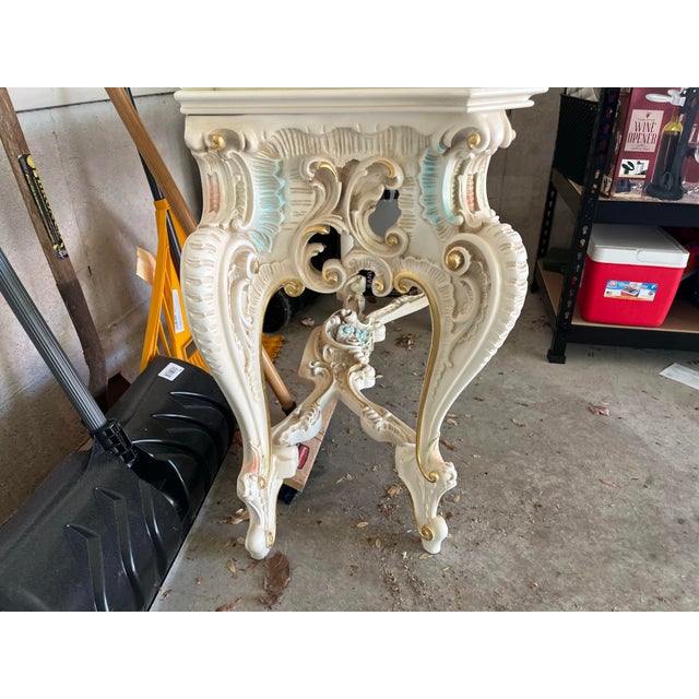 Wood 1960s Italian Rococo Console Table Baroque Revival For Sale - Image 7 of 11