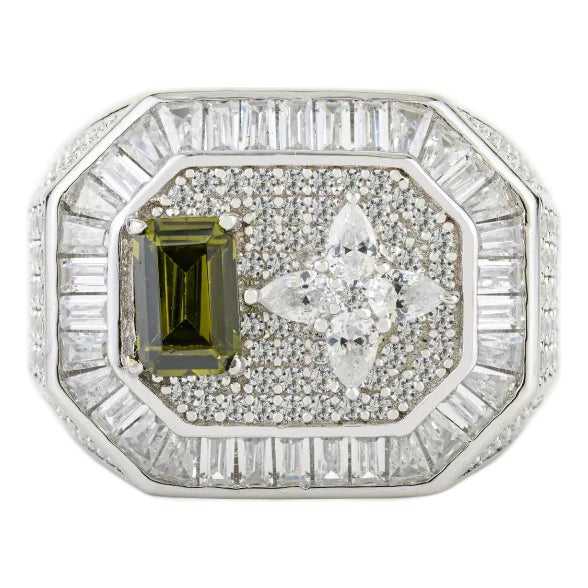 Men's Cadillac Bling Ring in 925 Sterling Silver Sparkling Zircons by Carat&her Size 8 For Sale