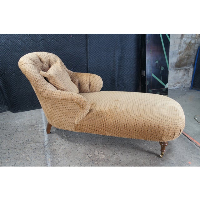 Brown Century Furniture Tufted Walnut Chaise Lounge Chair Daybed Fainting Couch 78" For Sale - Image 8 of 14