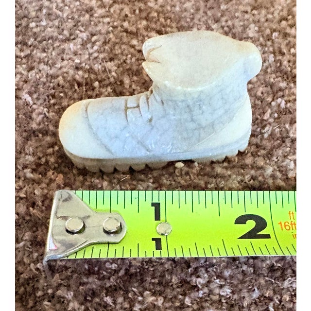 Boho Chic Miniature Hand Carved Marble/Alabster Man’s Work Boot, 1.25” H For Sale - Image 3 of 8