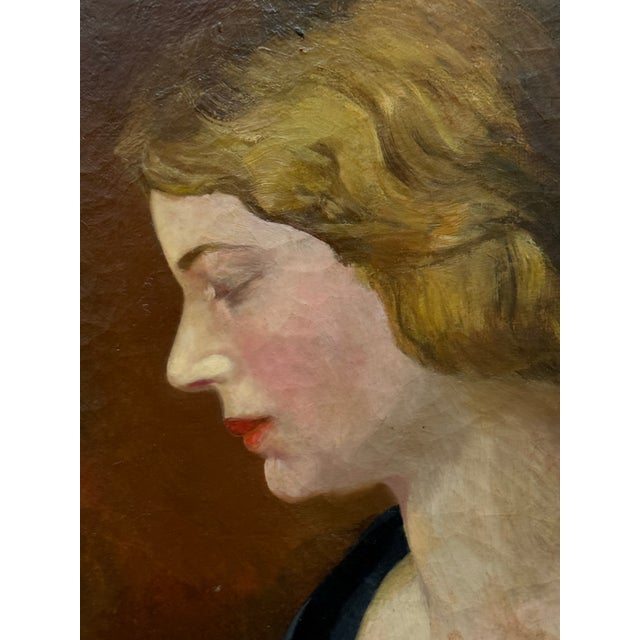 For your consideration: Stylish oil on canvas portrait of a lady in the manner of William McGregor Paxton