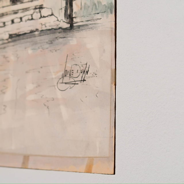 Vintage Signed Architectural Archway Ink and Watercolor Illustration on Paper by Artist Jorge Dunn For Sale - Image 11 of 12