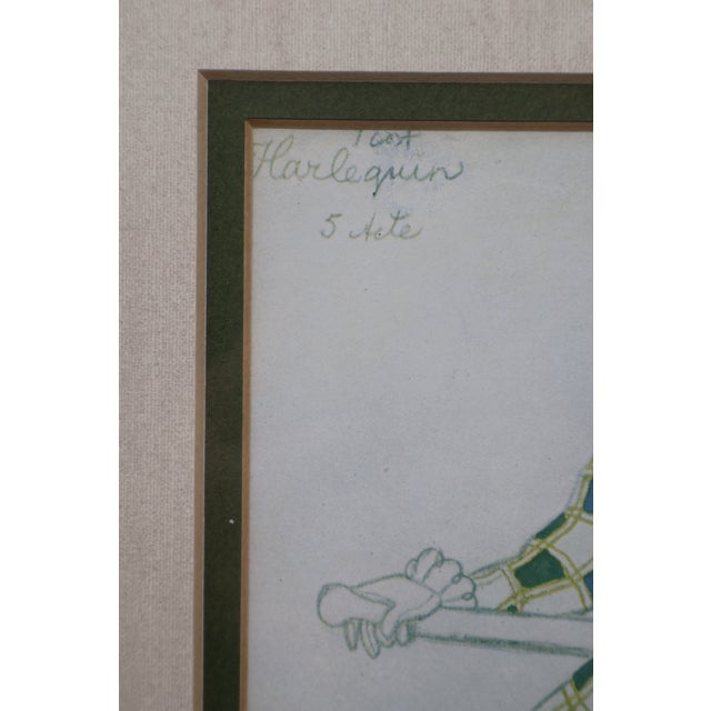 Pair of Leon Bakst 1921 Harlequin Costume Color Lithographs, Silk Matted For Sale - Image 12 of 18