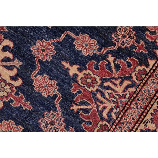 Southwestern Super Kazak Blue/Tan Wool Rug - 4'8'' X 6'1'' For Sale In New York - Image 6 of 10