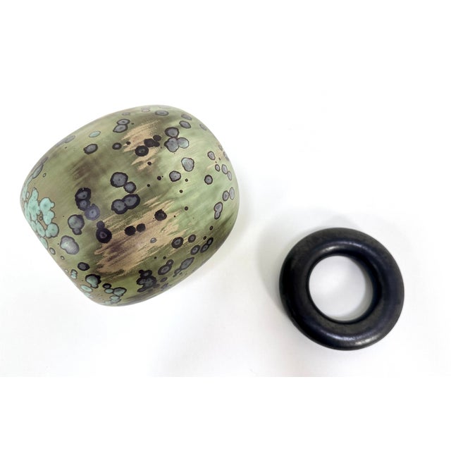 1980s Glazed Studio Ceramic Art Vase with Standing Ring by Hanne Wydra-Jantz, Germany, 1980s For Sale - Image 5 of 18