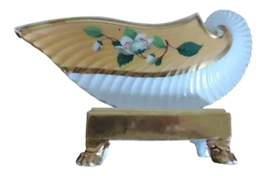 19th Century French Empire Old Paris Porcelain Shell Form Vase or Sauce Tureen