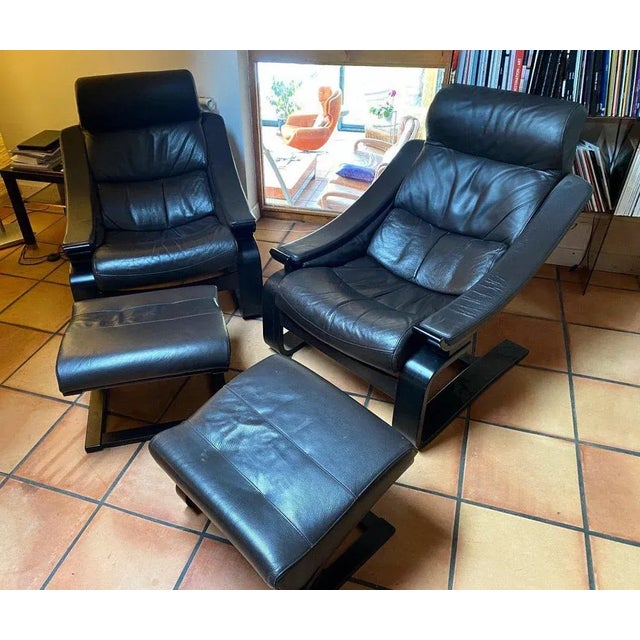 Lounge Chairs with Ottomans by Ake Fribytter, 1970, Set of 4 For Sale - Image 13 of 13