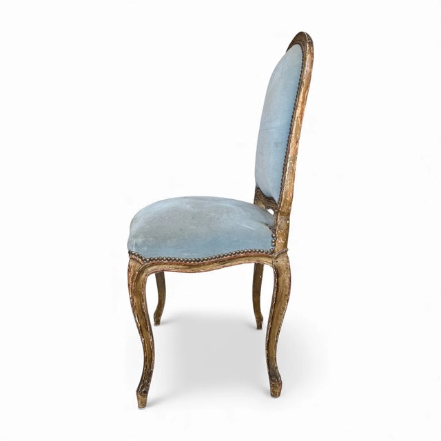 French 19c French Antique Set of 4 Louis XV Chairs For Sale - Image 3 of 6