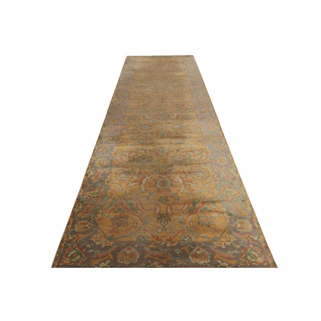 1910s Antique Polonaise Style Extra-Long Runner Rug, Gold With Florals - Rug & Kilim For Sale - Image 5 of 9