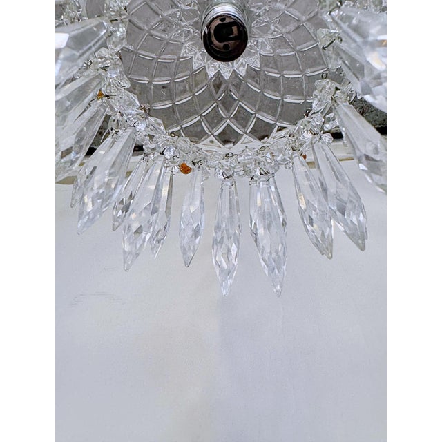 Vintage Crystal Basket Chandelier With Pressed Flower Swags & Amber Beads For Sale - Image 9 of 10