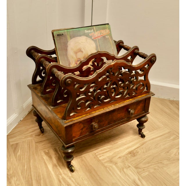 Victorian Walnut Canterbury Magazine Stand For Sale - Image 4 of 8