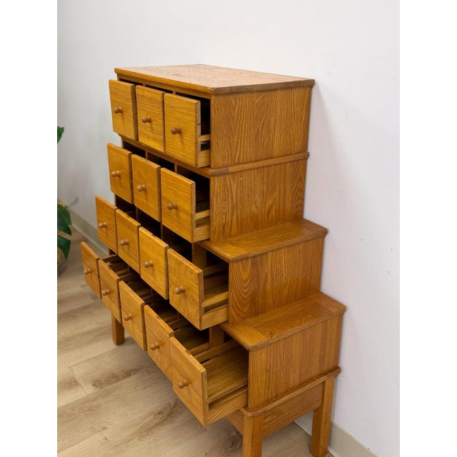 Handmade Vintage Tiered Apothecary Cabinet Fifteen Drawers Antique Style For Sale - Image 11 of 15