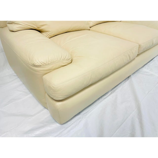 Vintage A. Rudin for Steve Chase Cream Leather Sofa For Sale - Image 15 of 18