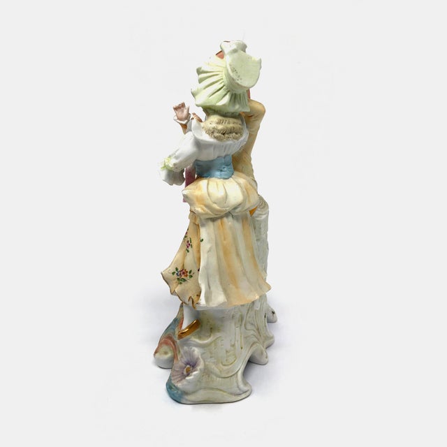 Early 20th Century Bisque Porcelain Figurine - Courtly Couple - 9.5" For Sale - Image 4 of 8