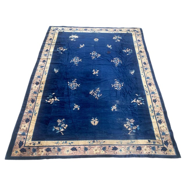 Large Antique Chinese Art Deco Rug For Sale