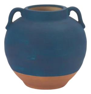 Ceramic Urn Vase with Terra Cotta Accent 7"H