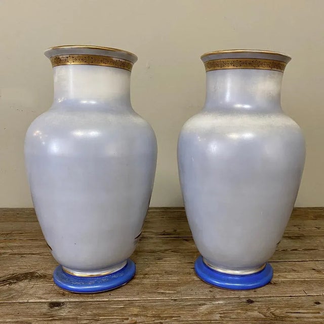 Antique Hand-Painted Opaline Vases - a Pair For Sale In Dallas - Image 6 of 13