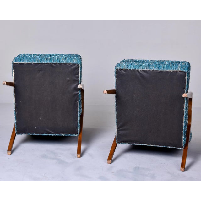Mid Century Italian Chairs With New Teal Tweed Upholstery - Pair For Sale - Image 9 of 13