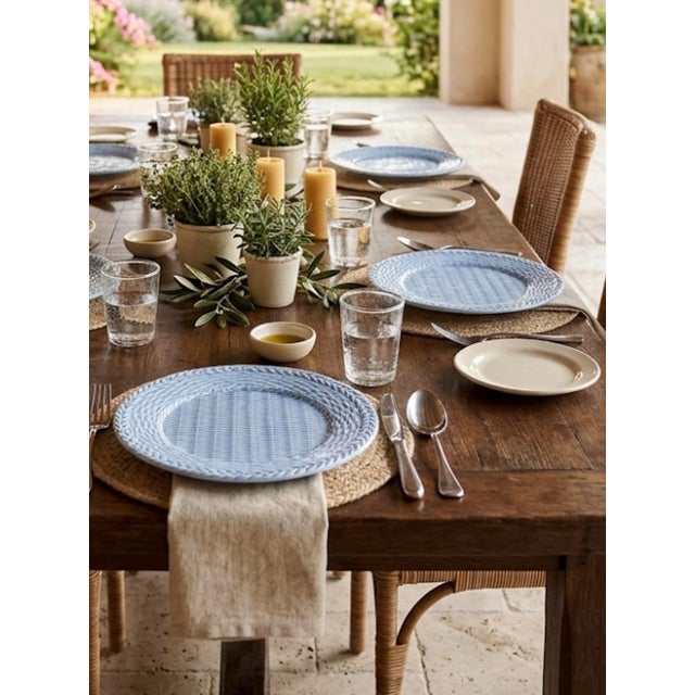 Les Ottomans Ceramic Basket-Weave Plates - Set of 4 For Sale - Image 10 of 11
