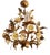 Vintage Gold-Plated and Hand-Forged Florentine Pendant Lamp with Porcelain Roses, 1960s For Sale