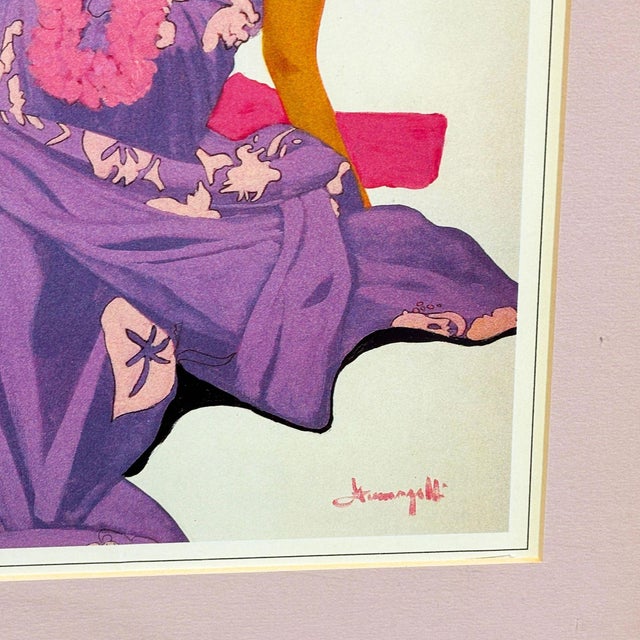 1980 "Wahine" & "Lei Wahine" Lithograph Prints by Luigi Fumagalli in Koa Frame, Pair For Sale - Image 9 of 11