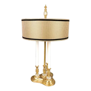 Frederick Cooper Brass Bouillote Lamp With Original Silk Velvet Shade