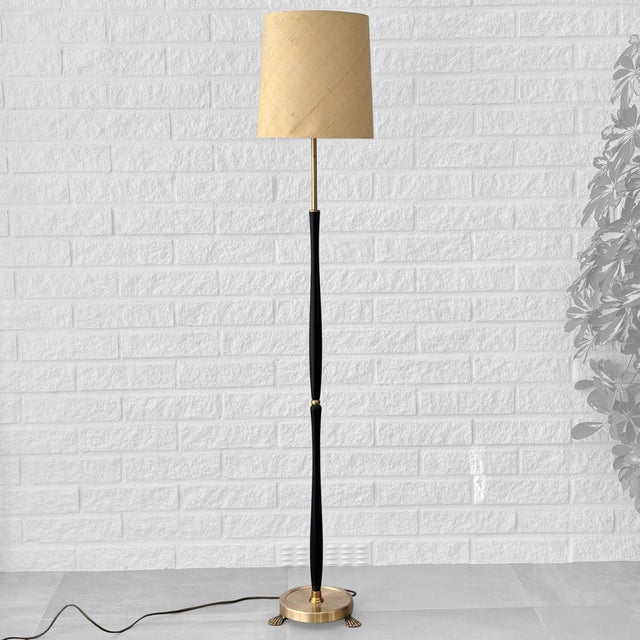 Mid-Century Brass and Silk Floor Lamp from Upsala Armaturfabrik, Sweden, 1960s For Sale - Image 12 of 12