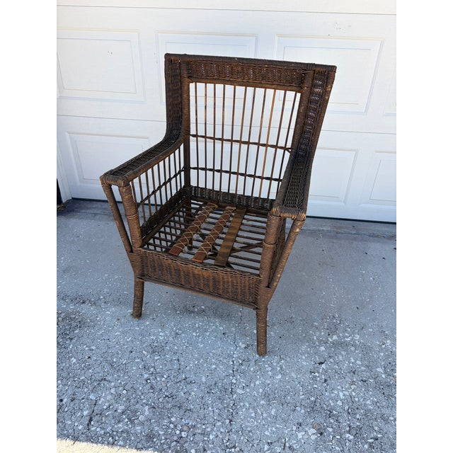 Early 20th Century Early 20th Century American Wicker Armchair For Sale - Image 5 of 13