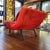 Wood Vintage Mid-Century Modern Wave Chaise Lounge in Orange-Red Plush Upholstery, Adrian Pearsall Style For Sale - Image 7 of 16