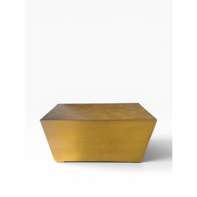 1970s Henredon Campaign-Style Chest of Drawers — Faux Shagreen Finish, Brass Hardware For Sale In Miami - Image 6 of 18