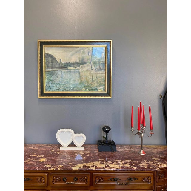 Aurèle Barraud, View of the Seine, 1950s, Watercolor, Framed For Sale - Image 4 of 7