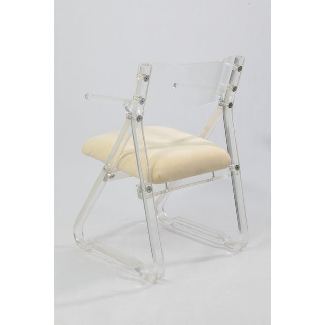 Metal Postmodern Lucite and Chrome Table With Set of 4 Chairs by Vivid of Los Angeles For Sale - Image 7 of 7