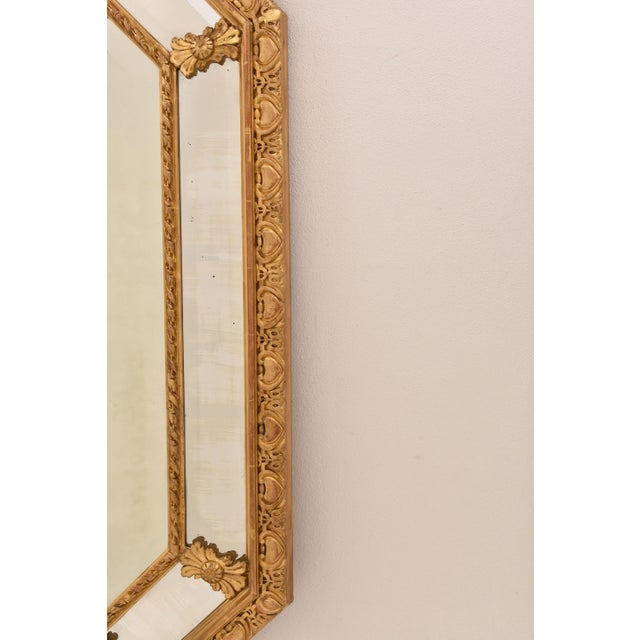 Glass Antique Louis Philippe Octagonal Gold Leaf Wall Mirror with Avec Flowers and Cherubs, Mirror, 19th Century For Sale - Image 7 of 11