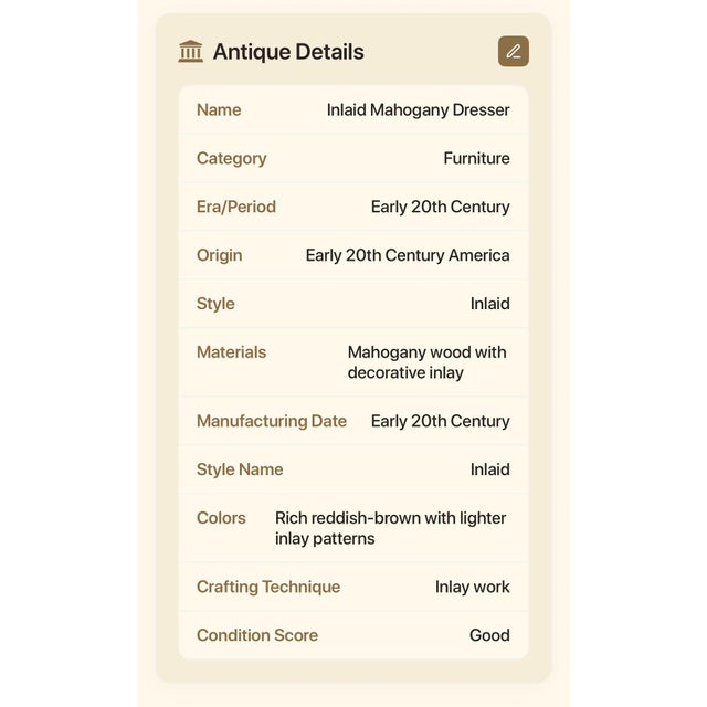 Early 20th Century 3 Drawer Dresser With Inlaid Wood Design. For Sale - Image 9 of 12