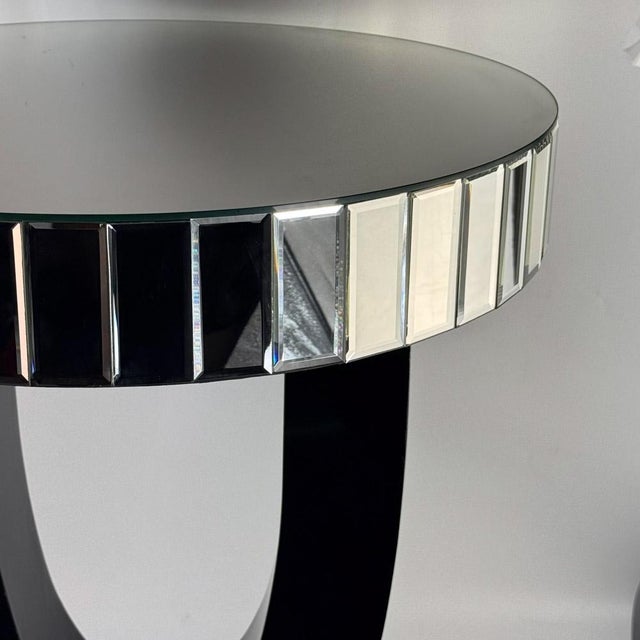Art Deco Round Mirrored Bar Table in Black Painted Wood, 1930s For Sale - Image 17 of 18